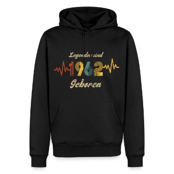 1962 Geburtstag Herzschlag Vintage Retro Spruch - Männer Premium Bio Hoodie - Schwarz - Vorne - Nico (187cm)