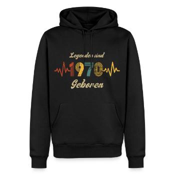 Geburtstag Baujahr 1970 Vintage Retro Spruch - Männer Premium Bio Hoodie - Schwarz - Vorne - Nico (187cm)