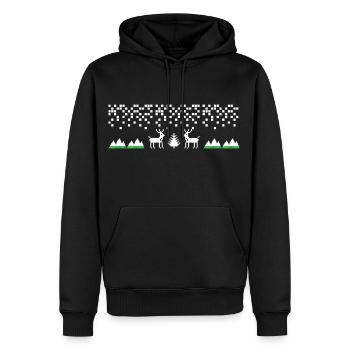 Weihnachten Pixel Rentiere - Männer Premium Bio Hoodie - Schwarz - Vorne - Nico (187cm)