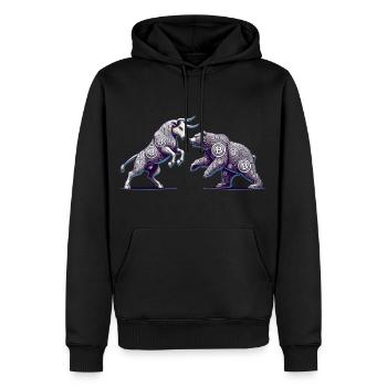 Bulle vs Bär – Der Krypto-Markt-Kampf - Männer Premium Bio Hoodie - Schwarz - Vorne - Nico (187cm)