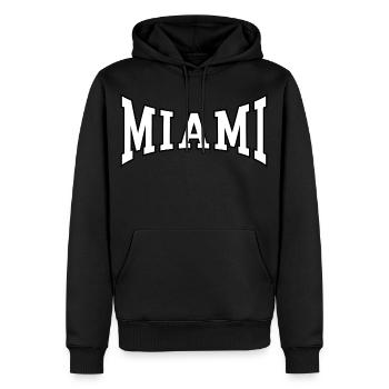 Miami - Männer Premium Bio Hoodie - Schwarz - Vorne - Nico (187cm)