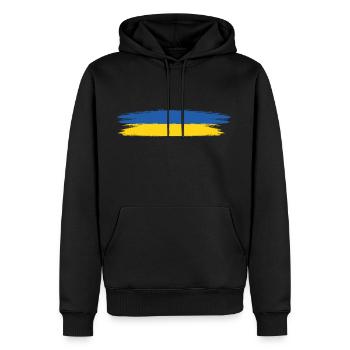 Couleurs du drapeau de l’Ukraine Bleu Jaune | Pas de | de guerre Paix - Sweat à capuche Premium bio Homme - noir - Devant - Nico (187cm)