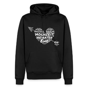 Hochzeit Braut Bräutigam Ehe Wörter Herz - Männer Premium Bio Hoodie - Schwarz - Vorne - Nico (187cm)