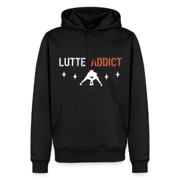 Lutte addict - Sweat à capuche Premium bio Homme - noir - Devant - Nico (187cm)
