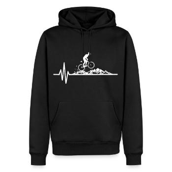 Mountain Bike Heartbeat Cute Bike Heartbeat - Sweat à capuche Premium bio Homme - noir - Devant - Nico (187cm)