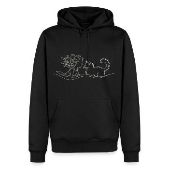 Katzenliebe: Stille Begegnung - Männer Premium Bio Hoodie - Schwarz - Vorne - Nico (187cm)