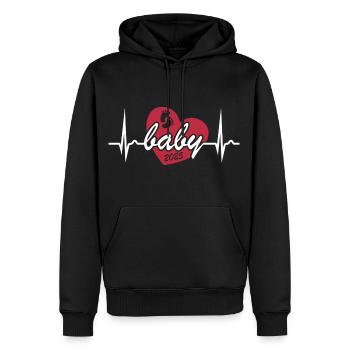 EKG Kurve - Herzkurve - Baby 2025 - Schwanger - Männer Premium Bio Hoodie - Schwarz - Vorne - Nico (187cm)