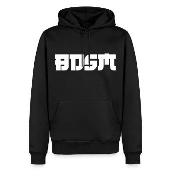 Conception de polices « BDSM » - Sweat à capuche Premium bio Homme - noir - Devant - Nico (187cm)
