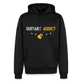 Guitare addict - Sweat à capuche Premium bio Homme - noir - Devant - Nico (187cm)