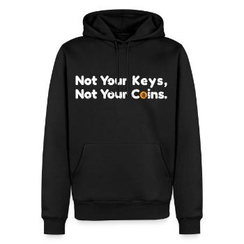 Not your keys not your coins Bitcoin Spruch Zitat - Männer Premium Bio Hoodie - Schwarz - Vorne - Nico (187cm)