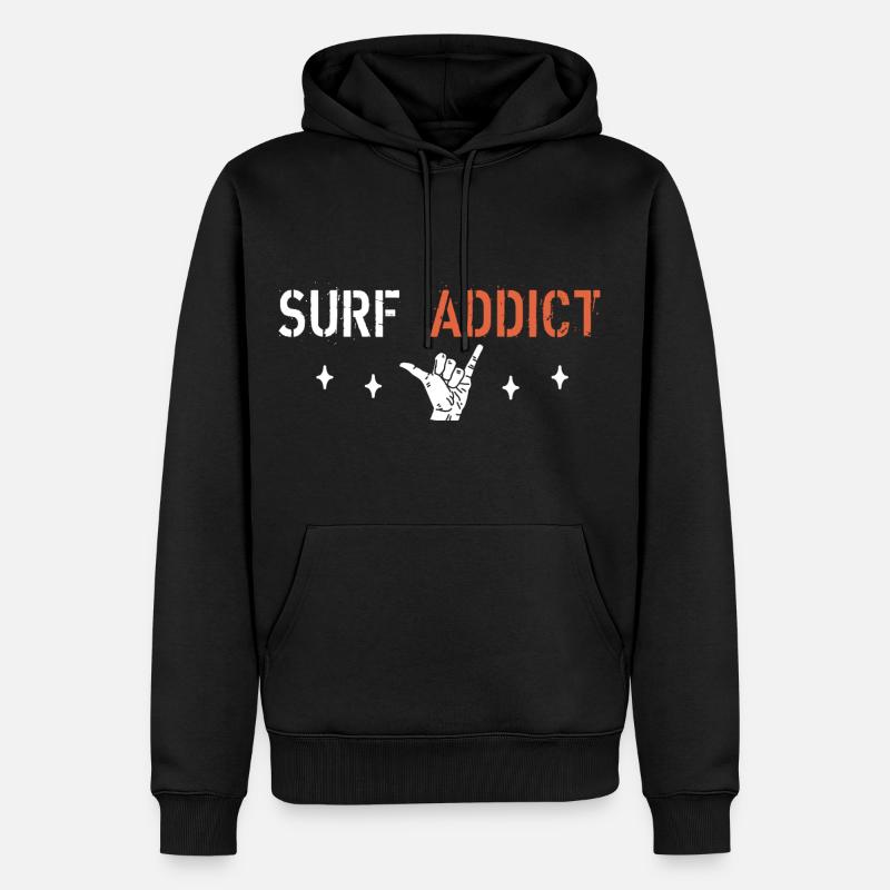 Surf-Süchtiger - Männer Premium Bio Hoodie - Schwarz