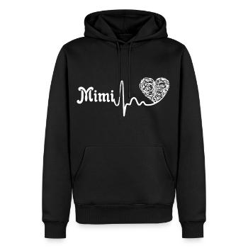 Mother's Day Mimi Heartbeat - Men’s Premium Organic Hoodie - black - Front - Nico (187cm)