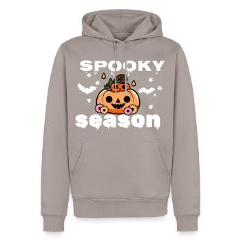 SPOOKY SEASON - Sweat à capuche Premium bio Homme - taupe - Devant - Nico (187cm)