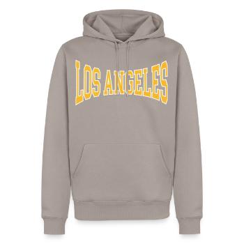 Los Angeles - Men’s Premium Organic Hoodie - taupe - Front - Nico (187cm)