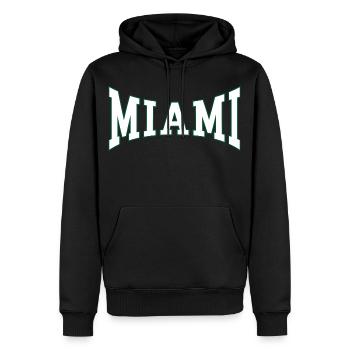 Miami - Männer Premium Bio Hoodie - Schwarz - Vorne - Nico (187cm)