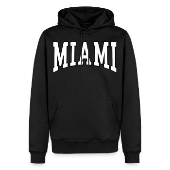 Miami - Männer Premium Bio Hoodie - Schwarz - Vorne - Nico (187cm)