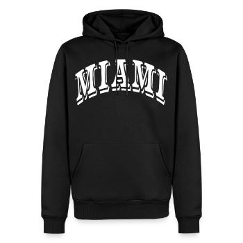 Miami - Männer Premium Bio Hoodie - Schwarz - Vorne - Nico (187cm)