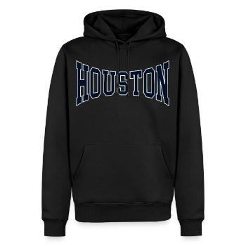 Houston - Männer Premium Bio Hoodie - Schwarz - Vorne - Nico (187cm)