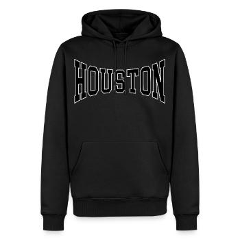 Houston - Männer Premium Bio Hoodie - Schwarz - Vorne - Nico (187cm)