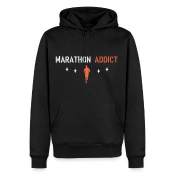 Marathon-Süchtiger - Männer Premium Bio Hoodie - Schwarz - Vorne - Nico (187cm)