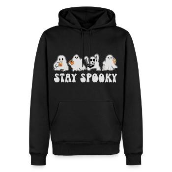 Geister Halloween - Stay Spooky - Männer Premium Bio Hoodie - Schwarz - Vorne - Nico (187cm)