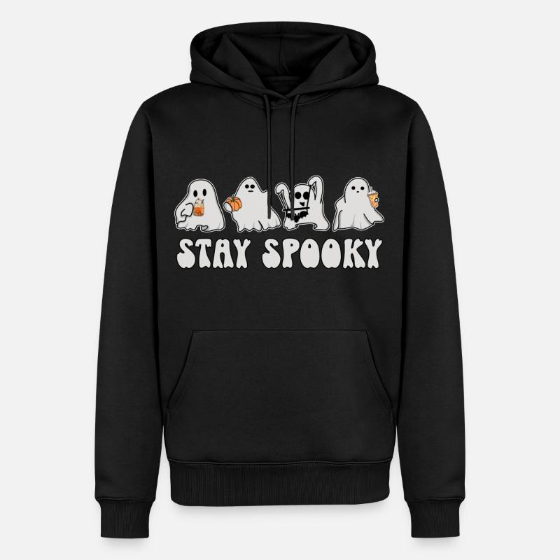Fantômes Halloween - Restez effrayant - Sweat à capuche Premium bio Homme - noir