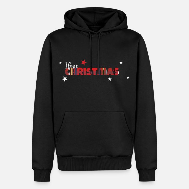 Weihnachtspulli I love Christmas - Männer Premium Bio Hoodie - Schwarz