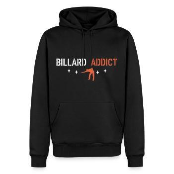 Billard addict - Sweat à capuche Premium bio Homme - noir - Devant - Nico (187cm)