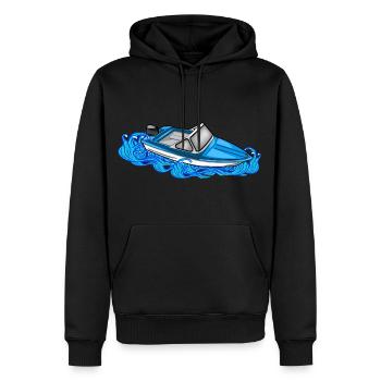 bateau DDR vagues Illustration rétro ibis bateau - Sweat à capuche Premium bio Homme - noir - Devant - Nico (187cm)