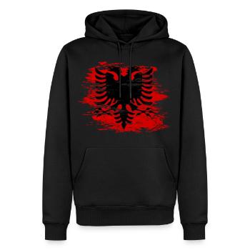 Albanien Flagge used - Männer Premium Bio Hoodie - Schwarz - Vorne - Nico (187cm)