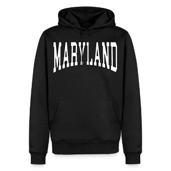 Maryland - Männer Premium Bio Hoodie - Schwarz - Vorne - Nico (187cm)