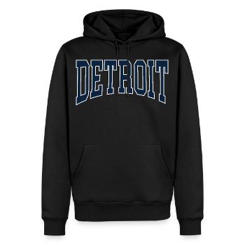 Detroit - Männer Premium Bio Hoodie - Schwarz - Vorne - Nico (187cm)