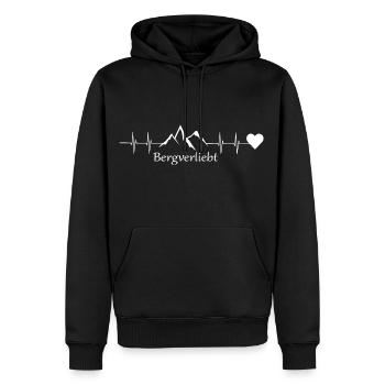 Herzschlag Bergverliebt - Männer Premium Bio Hoodie - Schwarz - Vorne - Nico (187cm)