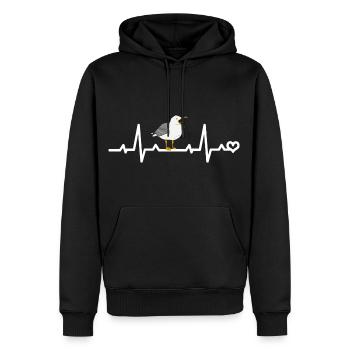 ECG de fréquence cardiaque Seagull - Sweat à capuche Premium bio Homme - noir - Devant - Nico (187cm)