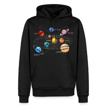 Sonnensystem - Männer Premium Bio Hoodie - Schwarz - Vorne - Nico (187cm)