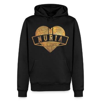 Nuria Herzen Gold - Männer Premium Bio Hoodie - Schwarz - Vorne - Nico (187cm)