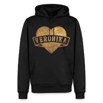 Veronika Hearts Or - Sweat à capuche Premium bio Homme - noir - Devant - Nico (187cm)