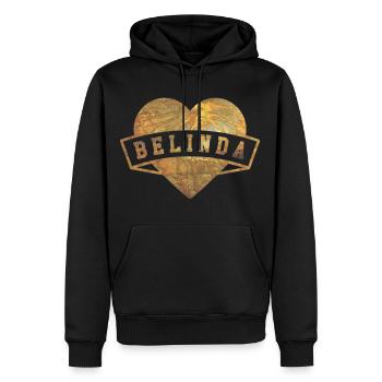 Belinda Hearts Gold - Sweat à capuche Premium bio Homme - noir - Devant - Nico (187cm)