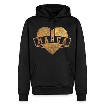 Marga Hearts Gold - Sweat à capuche Premium bio Homme - noir - Devant - Nico (187cm)