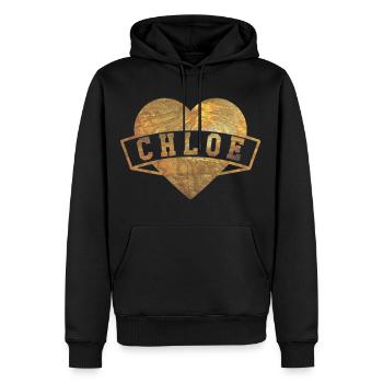 Chloe Herzen Gold - Männer Premium Bio Hoodie - Schwarz - Vorne - Nico (187cm)