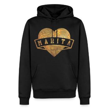 Marita Hearts Gold - Sweat à capuche Premium bio Homme - noir - Devant - Nico (187cm)