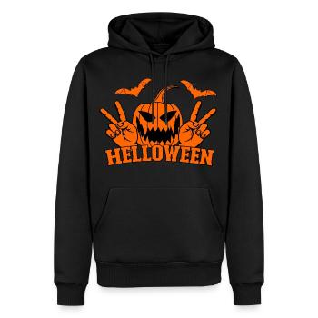 Helloween Frieden Victory Hand Symbol Fledermaus - Männer Premium Bio Hoodie - Schwarz - Vorne - Nico (187cm)