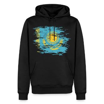 Kasachstan Flagge used - Männer Premium Bio Hoodie - Schwarz - Vorne - Nico (187cm)