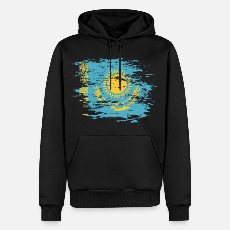 Drapeau du Kazakhstan utilisé - Sweat à capuche Premium bio Homme - noir