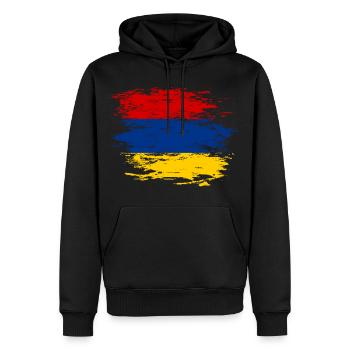 Drapeau de l'Arménie utilisé - Sweat à capuche Premium bio Homme - noir - Devant - Nico (187cm)