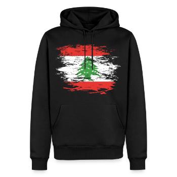 Drapeau du Liban utilisé - Sweat à capuche Premium bio Homme - noir - Devant - Nico (187cm)