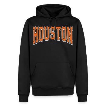 Houston - Männer Premium Bio Hoodie - Schwarz - Vorne - Nico (187cm)