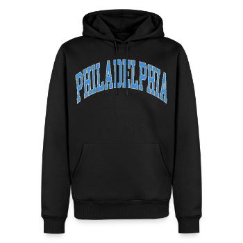 Philadelphia - Männer Premium Bio Hoodie - Schwarz - Vorne - Nico (187cm)