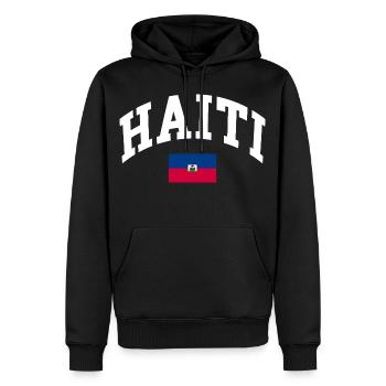 Drapeau d’Haïti - Sweat à capuche Premium bio Homme - noir - Devant - Nico (187cm)