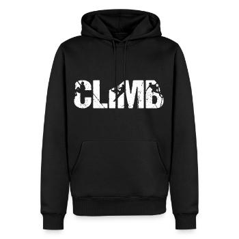 CLIMB Escalade Alpinisme Devise - Sweat à capuche Premium bio Homme - noir - Devant - Nico (187cm)